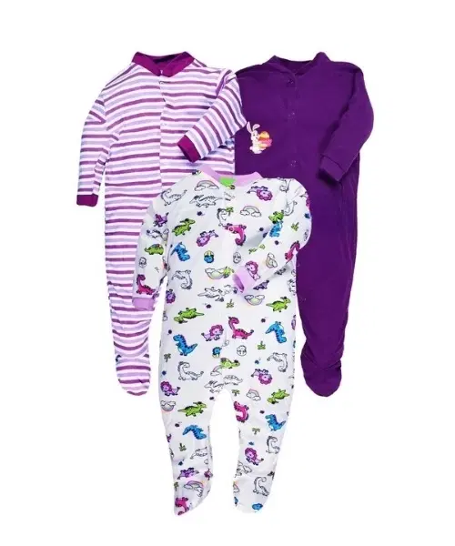 Hosiery Cotton Printed Rompers for Kids, Pack of 3, Multicolor (3-6 Months)
