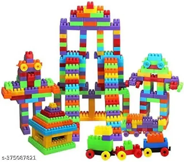Plastic Block Toys for Kids, Multicolor, Set of 100