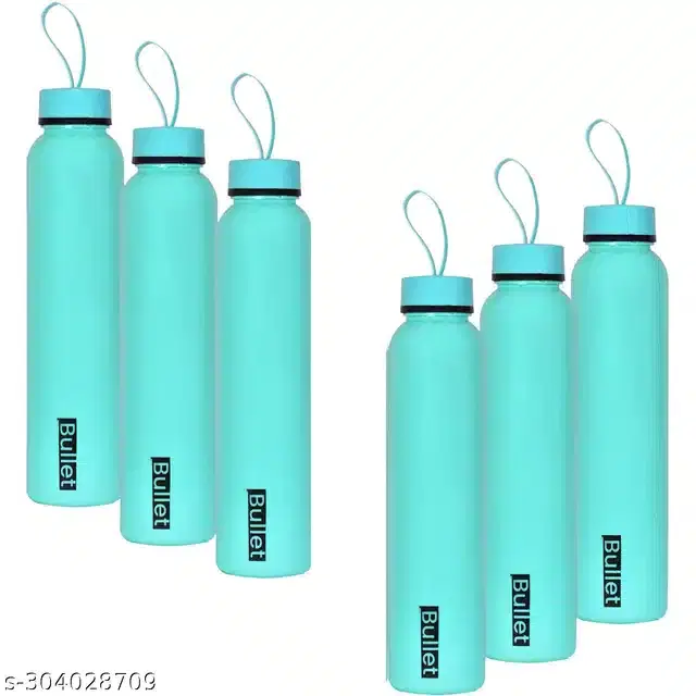 Plastic Water Bottles Set, Pack of 6, Blue, 1000 ml