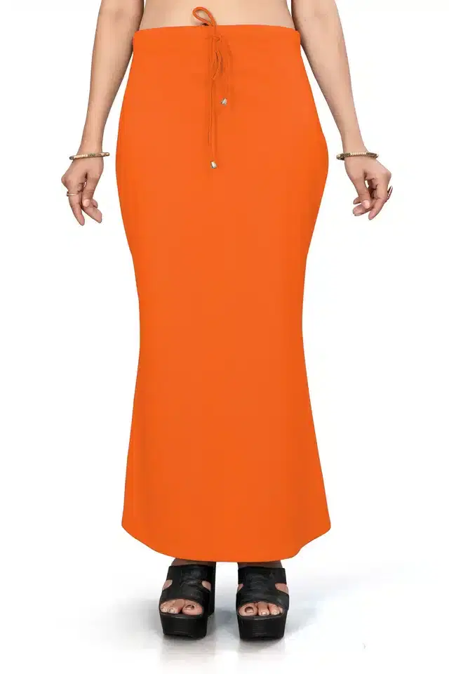 Lycra Solid Saree Petticoat for Women (Orange, M)