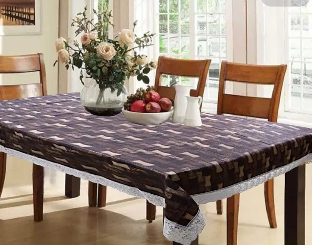 Polyester Embroidered Table Cloth, Brown, 60x90 inches