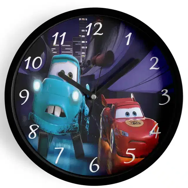 Analog Cars Wall Clock for Home, Black, 7 Inches