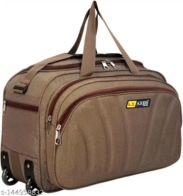 Polyester Trolley Duffel Bag for Men & Women, Brown