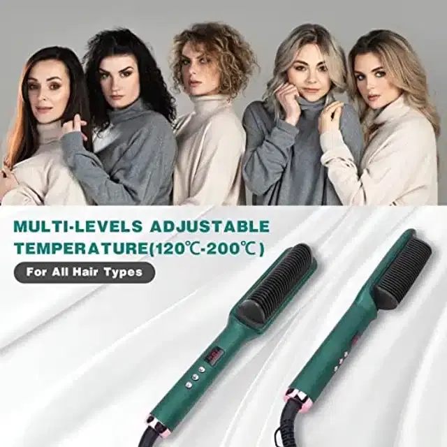 Hair Straightener Brush, Green
