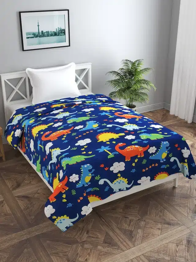 Printed Single Duvet Cover with Zipper, Multicolor, 60x90 Inches