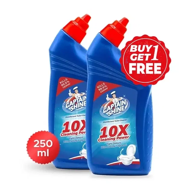 Captain Shine Disinfectant Toilet Cleaner - 2X250 ml (Buy 1 Get 1 Free)