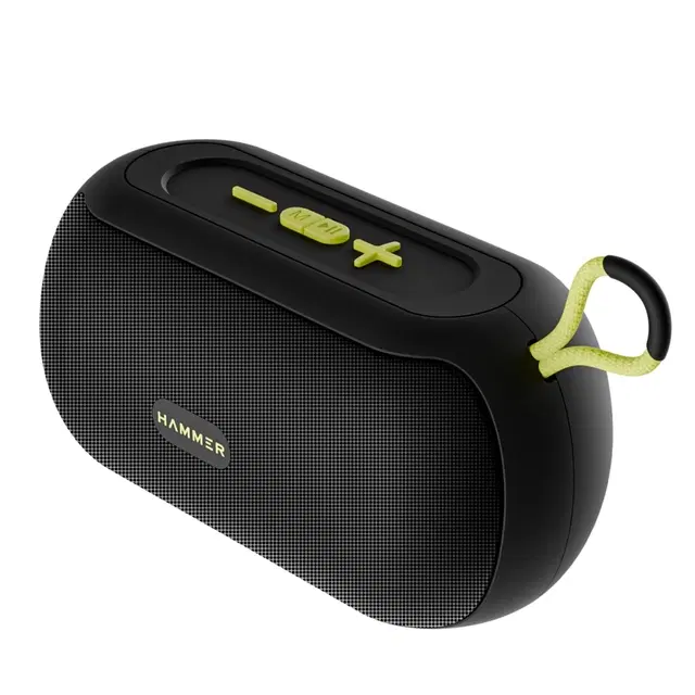 Hammer Wave 10w Bluetooth Speaker Up To 8 Hours Playtime, Tws Function, Made In India, Built-In Mic, BTv5.4, Usb Port, Type-C Interface Wireless Bluetooth Speaker With Hanging Loop (Black)