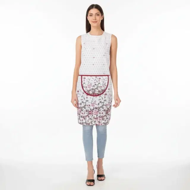 Krishna E Quilted Maroon Flower Apron 68x58cms, Pack of 1