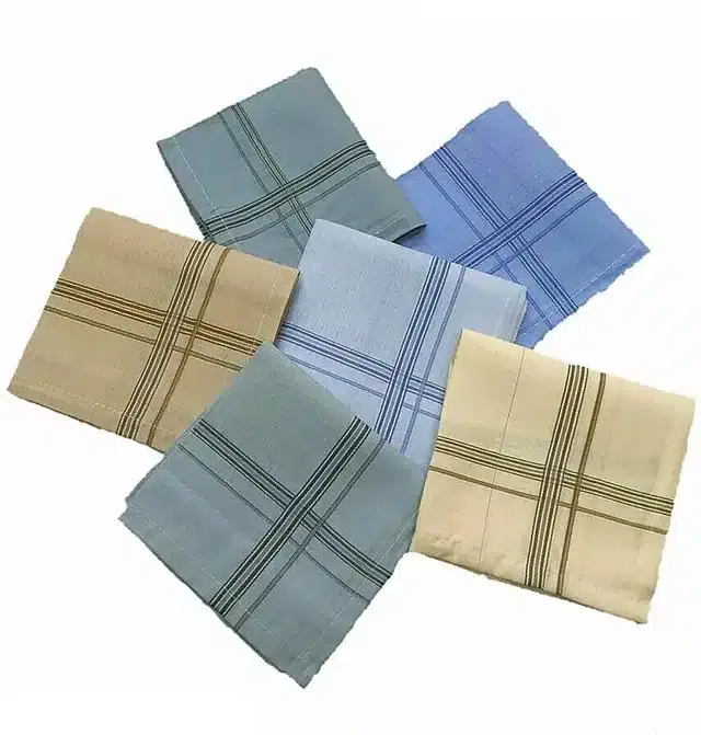 Cotton Blend Handkerchiefs for Men, Pack of 6 (Multicolor, 18x18 cm)
