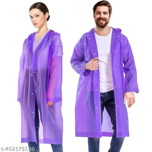 Polyester Rain Coat for Men & Women, Purple, Free Size, Pack of 1