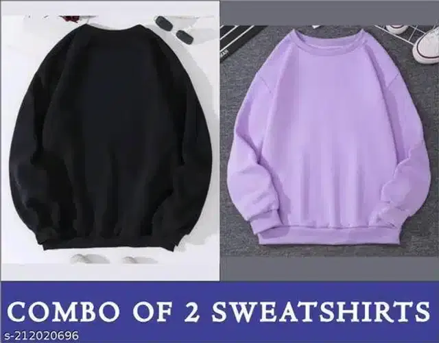 Full Sleeves Sweatshirt for Women, Combo of 2 (Black & Lavender, S)