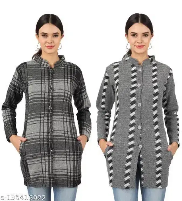 Woolen Sweater for Women, Pack of 2 (Multicolor, M)