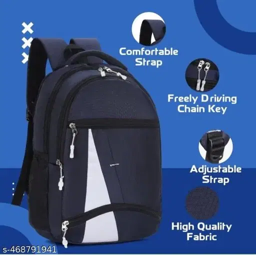 Polyester Backpack for Men & Women, Navy Blue