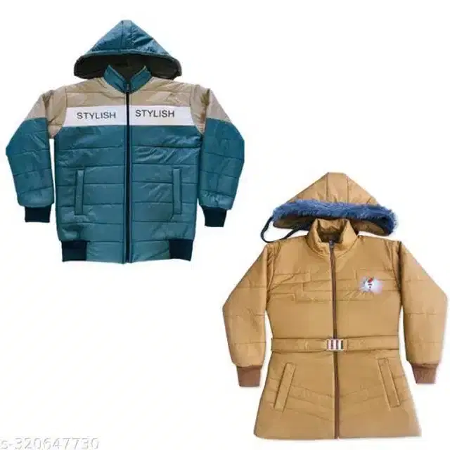 Nylon Full Sleeves Hooded Jacket for Kids, Pack of 2 (Multicolor, 0-1 Years)