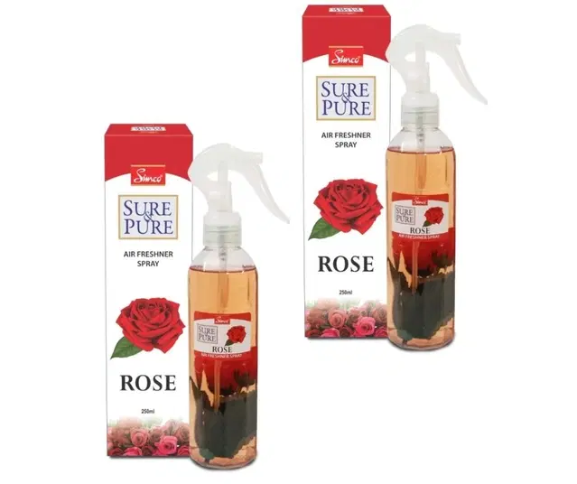 Simco Sure & Pure Rose Air Freshener Spray, 250 ml, Pack of 2
