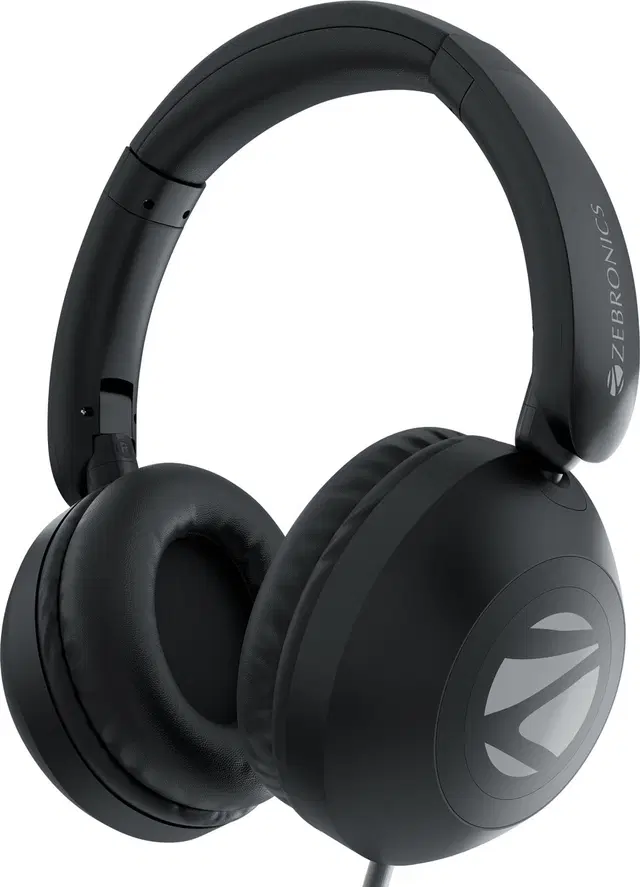 ZEBRONICS Zeb -Boom, In-Line Mic, 1.5 Meter Cable, 3.5mm Jack, Soft Cushion, 40mm Drivers Wired  (Black, On the Ear)