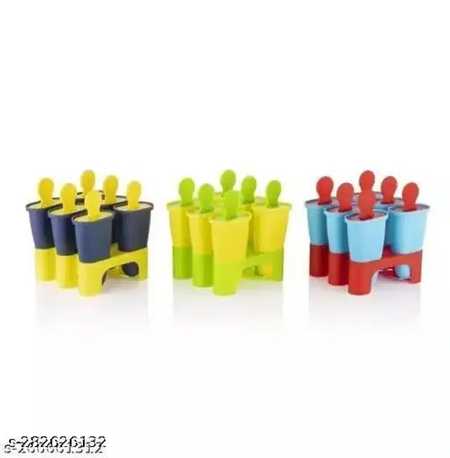 Plastic Ice Cream Moulds, Multicolor, Set of 3