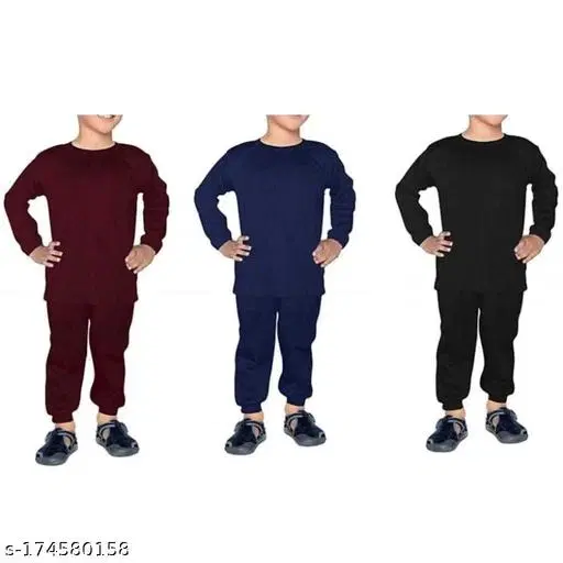 Woolen Thermal Set for Kids, Set of 3 (Multicolor, 0-6 Months)