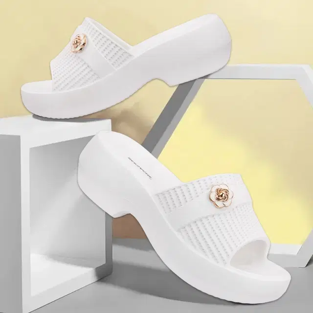 Solid Wedges for Women (White, 4)