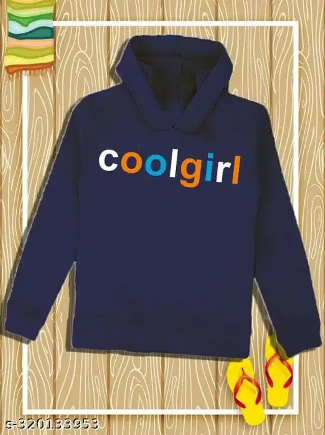 Cotton Full Sleeves Hoodie for Girls (Navy Blue, 8-9 Years)