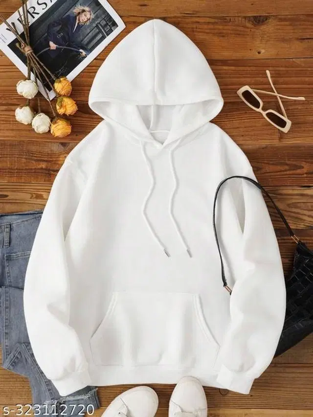 Fleece Hoodie for Women (White, S)