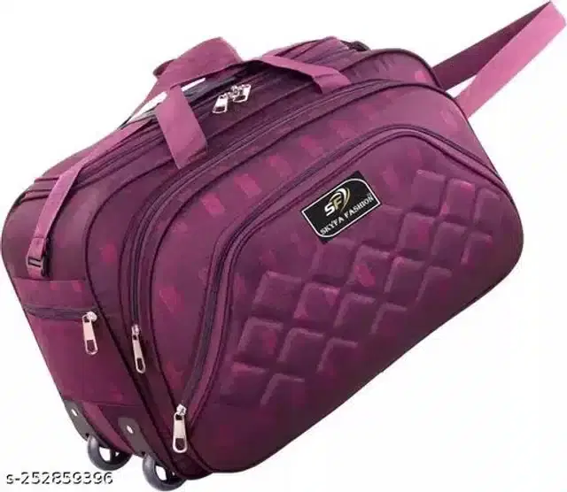Polyester Strolley Duffel Bag, Purple, 21x12x15 inches