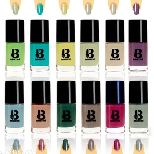 Banetion Matte Nail Polish, Multicolor, Pack of 12
