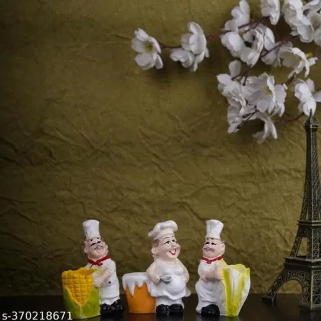Resin Masterchef Décorative Showpiece, Multicolor, Pack of 3