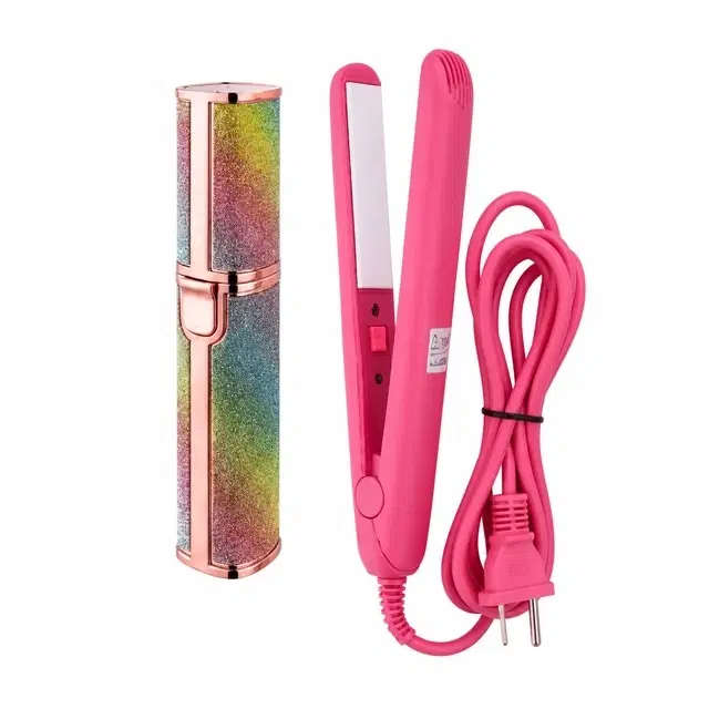 2-in-1 Painless Eyebrow & Nose Hair Remover with Light and Mini Hair Straightener [Combo Pack]