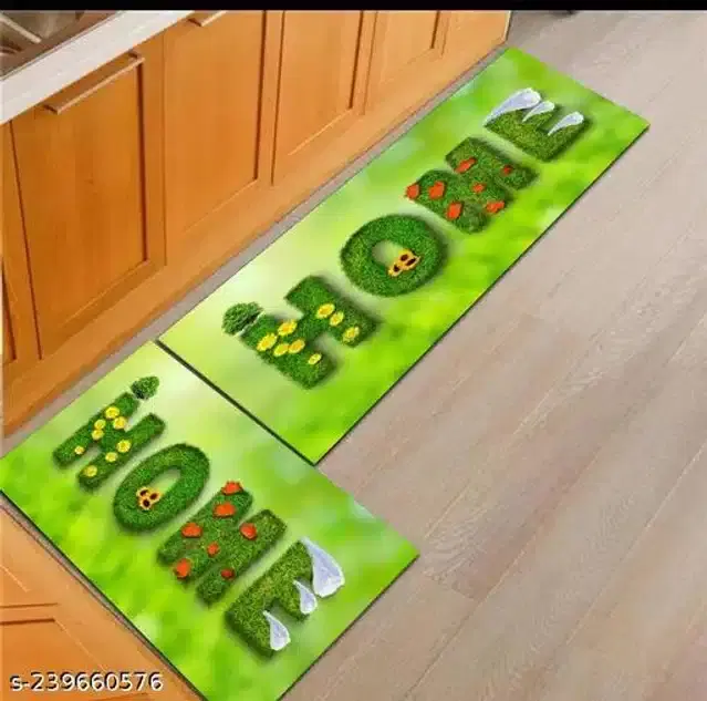 Anti Slip Kitchen Mat, Green, 16x20 inches, Pack of 2