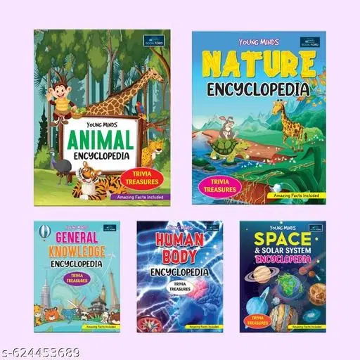 Young Minds Encyclopedia for Kids (Set of 5 Books) | Animals, Space, Human Body, Nature & General Knowledge | Illustrated Educational Knowledge Books for Children Ages 5–10