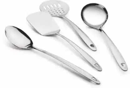 Classic Essentials KT-S/4 Stainless Steel Cooking and Serving Spoon Set 4 Pcs, Silver, KT-S/4
