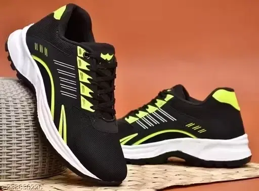 Sports Shoes for Men (Black & Yellow, 8)