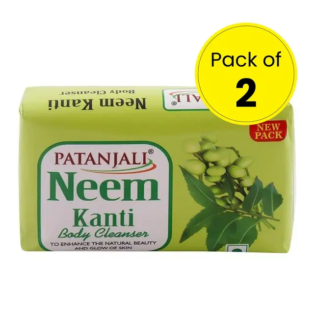 Patanjali Kanti Neem Body Cleanser Soap 2X75 g (Pack of 2)