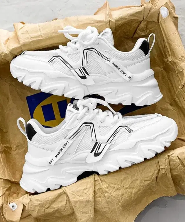 MW Thunder X Chunky Sneakers for Men (White, 7)