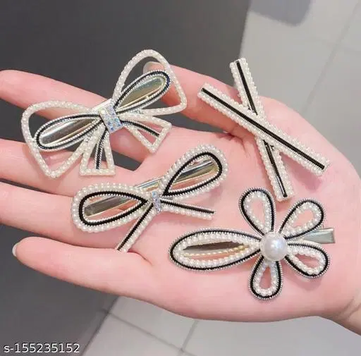 Metal Hair Clip for Women, Pack of 4 (Multicolor)