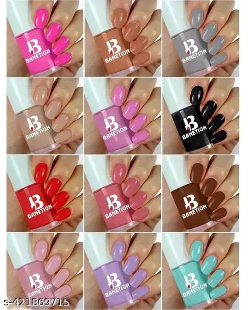 Banetion Matte Nail Polish, Multicolor, Pack of 12