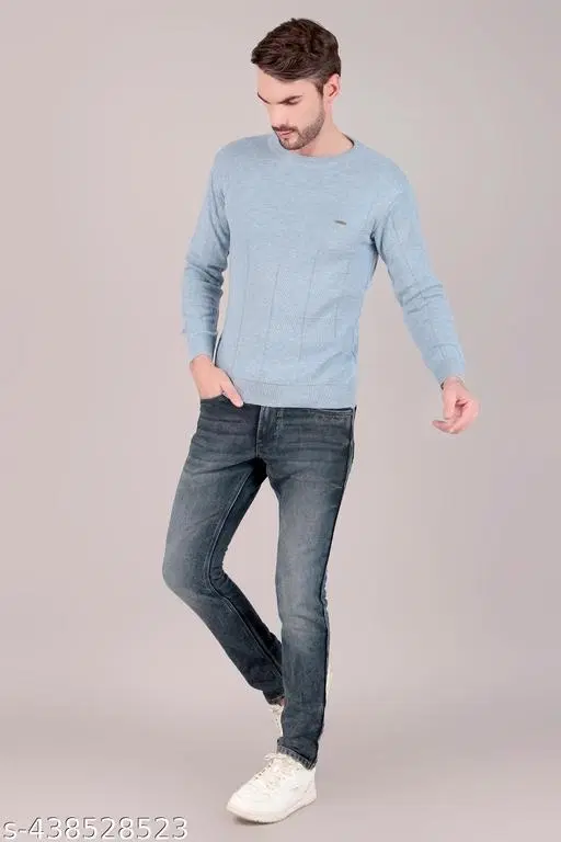 Full Sleeves Sweater for Men (Blue, M)