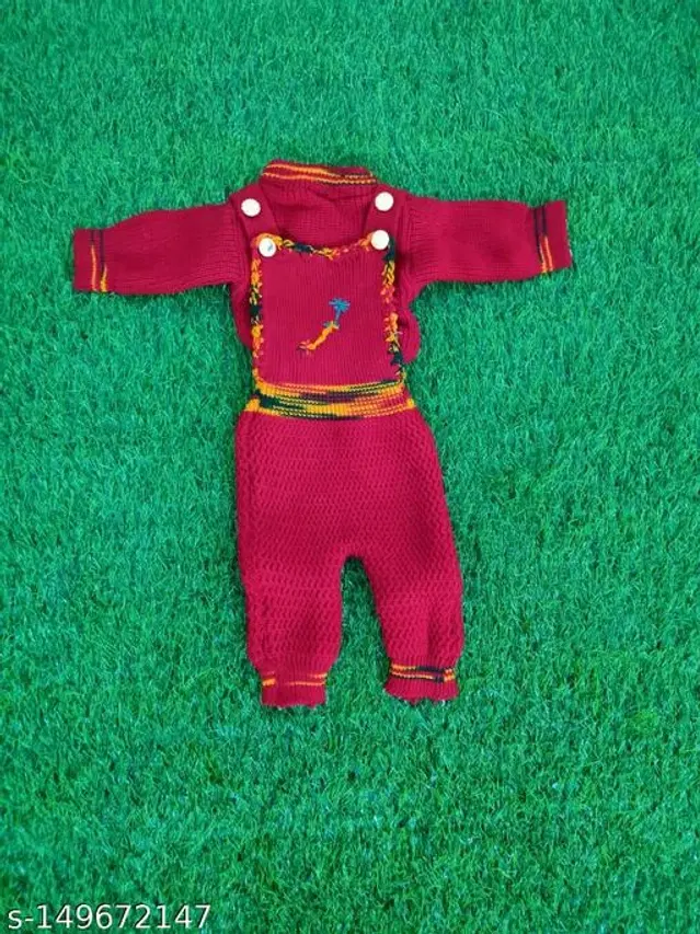 Cotton Clothing Set for Boys (0-3 Months, Maroon)