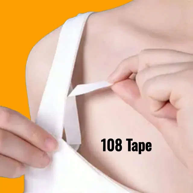 Acrylic Film Clothing 108 Double Sided Tape Strips, Transparent, Set of 1