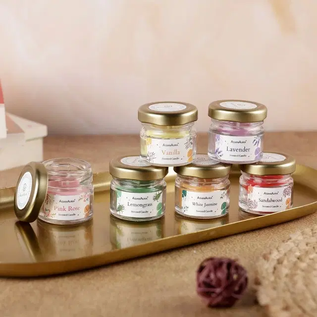ASIAN AURA Mini Scented Jar Candles(Multicolor, Set of 6)