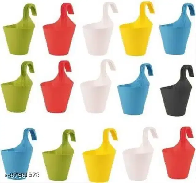 Plastic Hanging Planters, Multicolor, Pack of 15