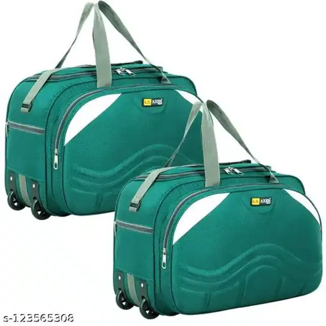 Polyester Trolley Duffel Bag for Men & Women, Green, Pack of 2