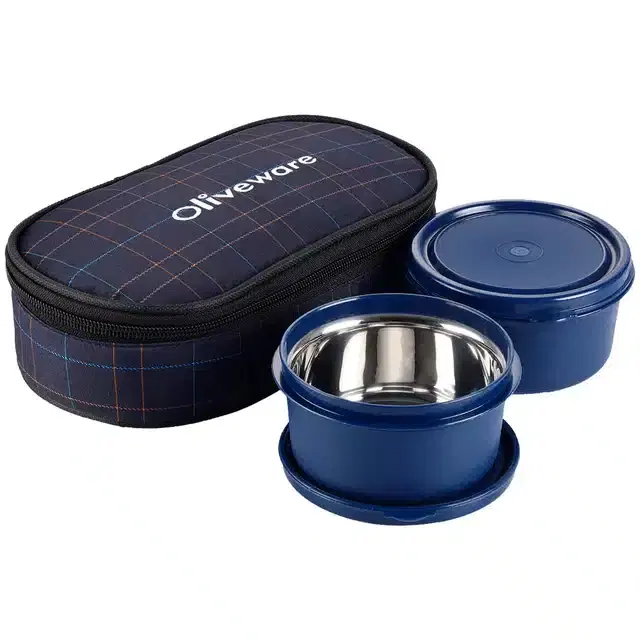 Oliveware Airtight Lunch Box, Blue, Set of 1
