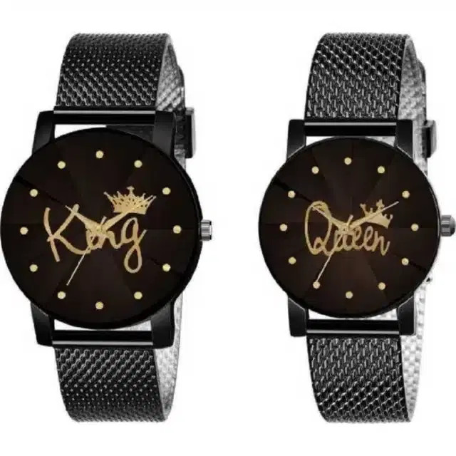 Couple Analog Watches, Pack of 2 (Black)
