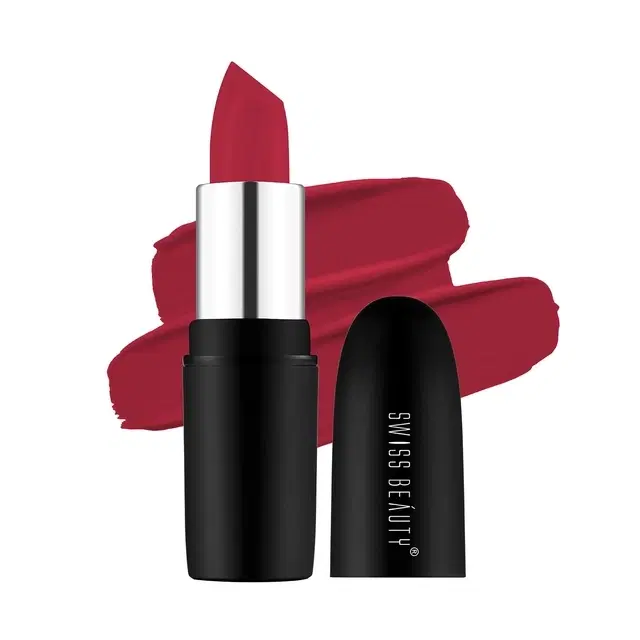 Swiss Beauty Pure Matte Creamy Lipstick, Shade- Coral Red