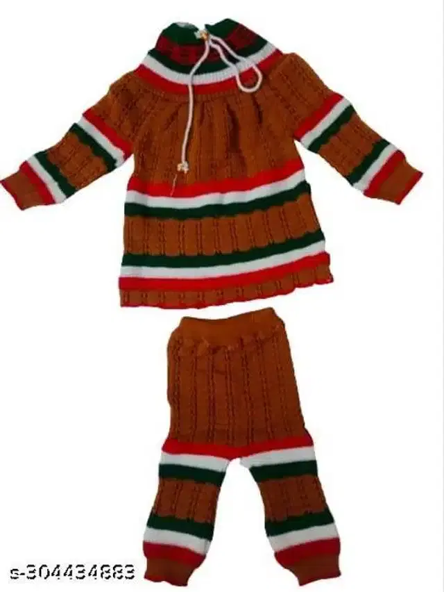 Woolen Sweater & Pant for Girls (Multicolor, 3-6 Months)