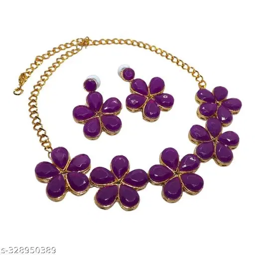 Stylish Kundan & Alloy Women’S Jewellery Sets, Purple