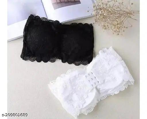 Net Solid Bras for Women, Black & White, Pack of 2 (30A)