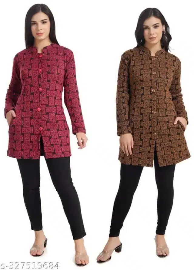 Woolen Full Sleeves Cardigans for Women, Pack of 2 (Multicolor, L)